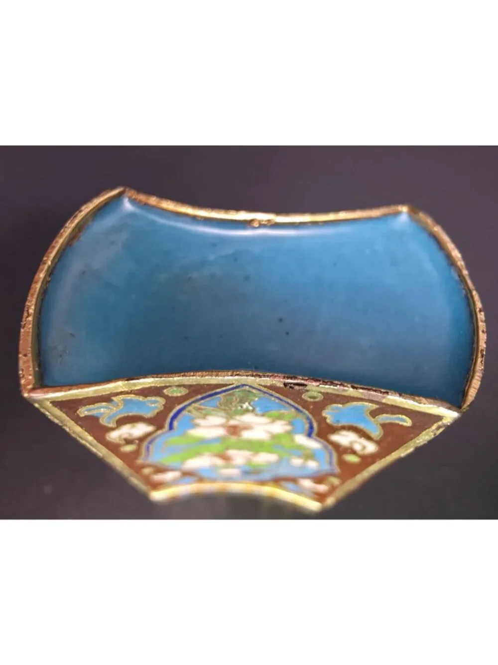 Vintage Chinese Cloisonné Enamel Trinket Box With Bird & Floral Design Lidded
